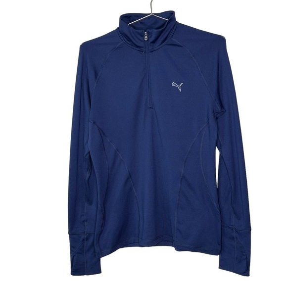 PUMA Golf Quarter Zip Popover Shirt Pleated Cuff Thumbhole Athleisure - Picture 1 of 11